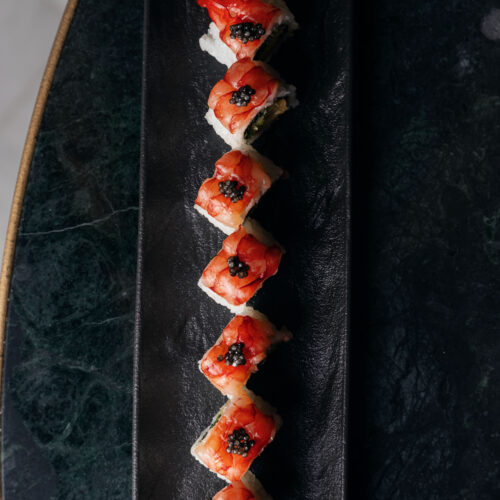 sushi red prawn uramaki